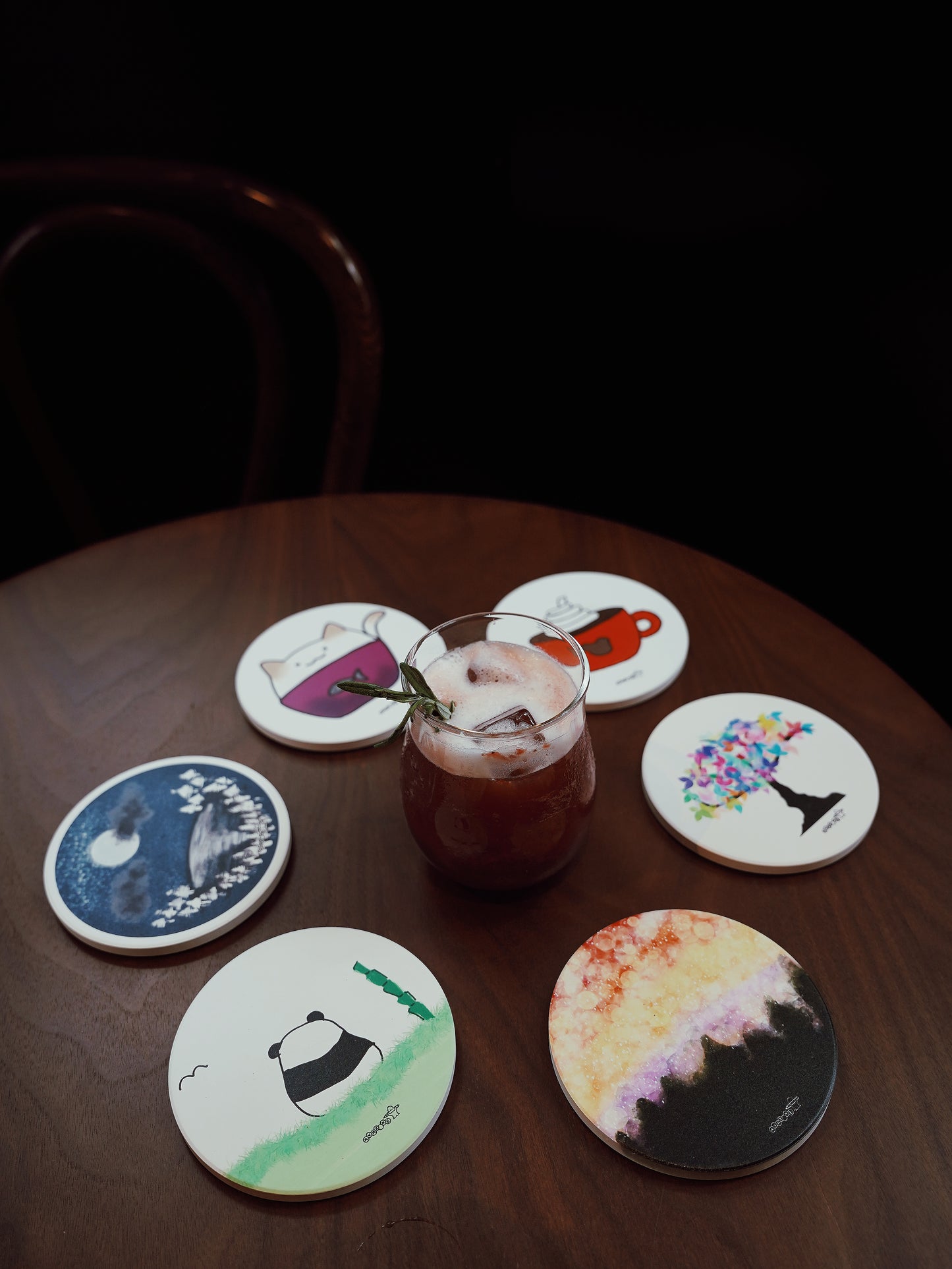 Coaster with ‘Sunset in Forest’ design