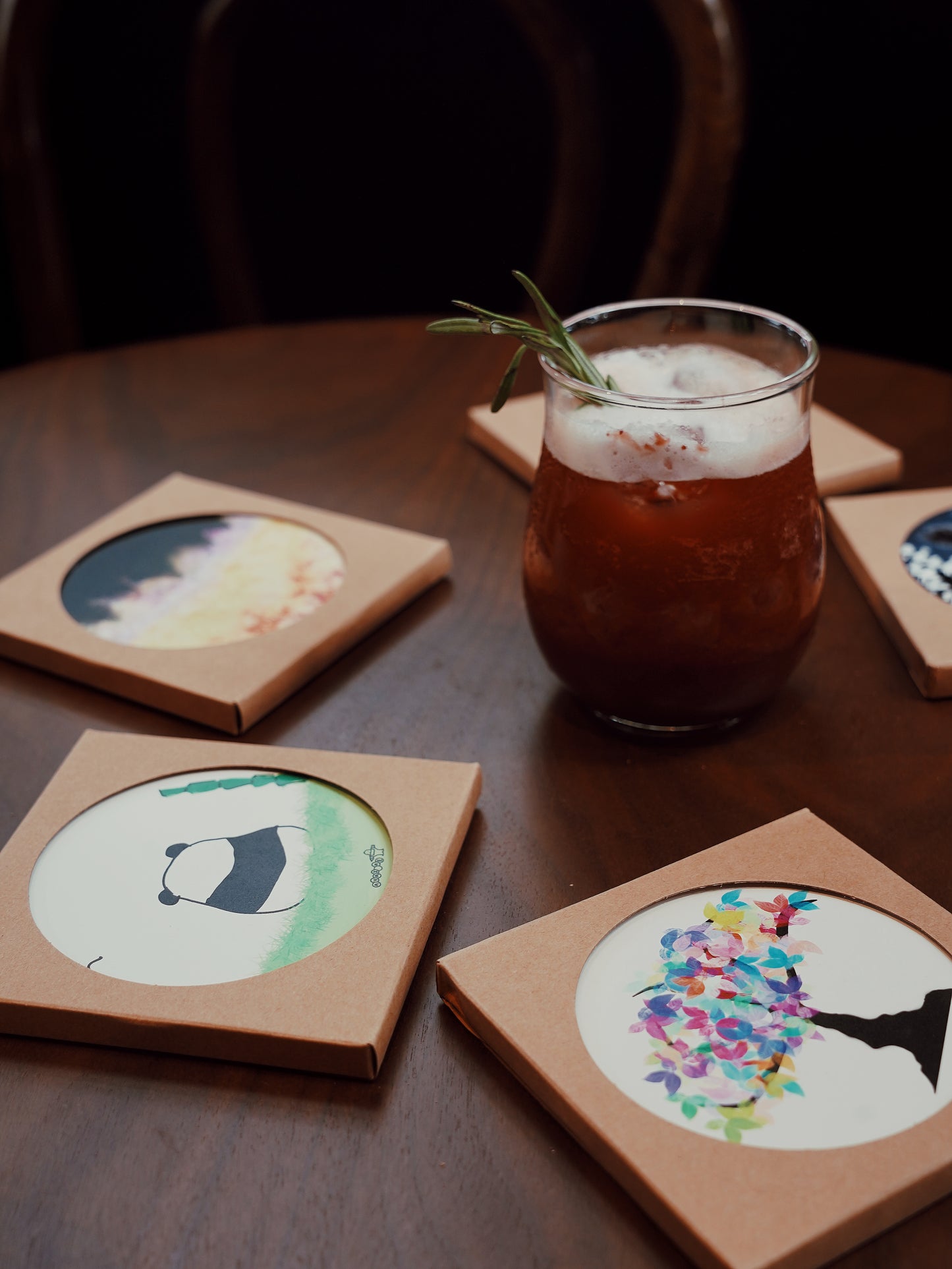 Coaster with ‘Sunset in Forest’ design