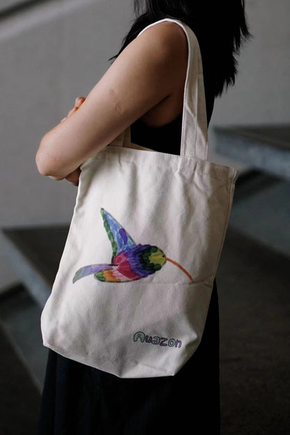 Everyday Canvas Tote Bag “Colourful Hummingbird”