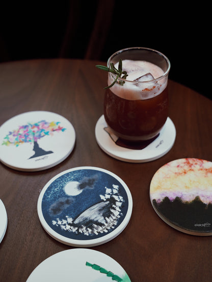 Coaster with ‘Night after snow’ design