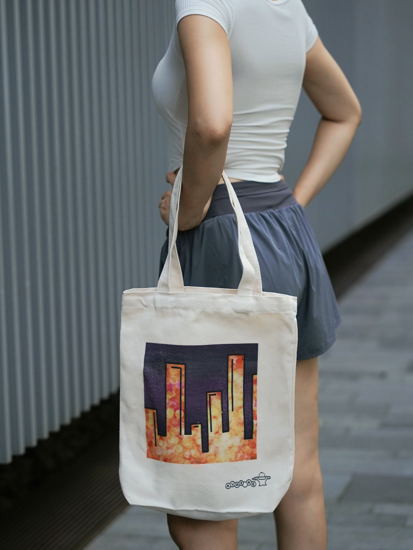 Everyday use Tote Bag with ‘Skyscrapers at Night’ design