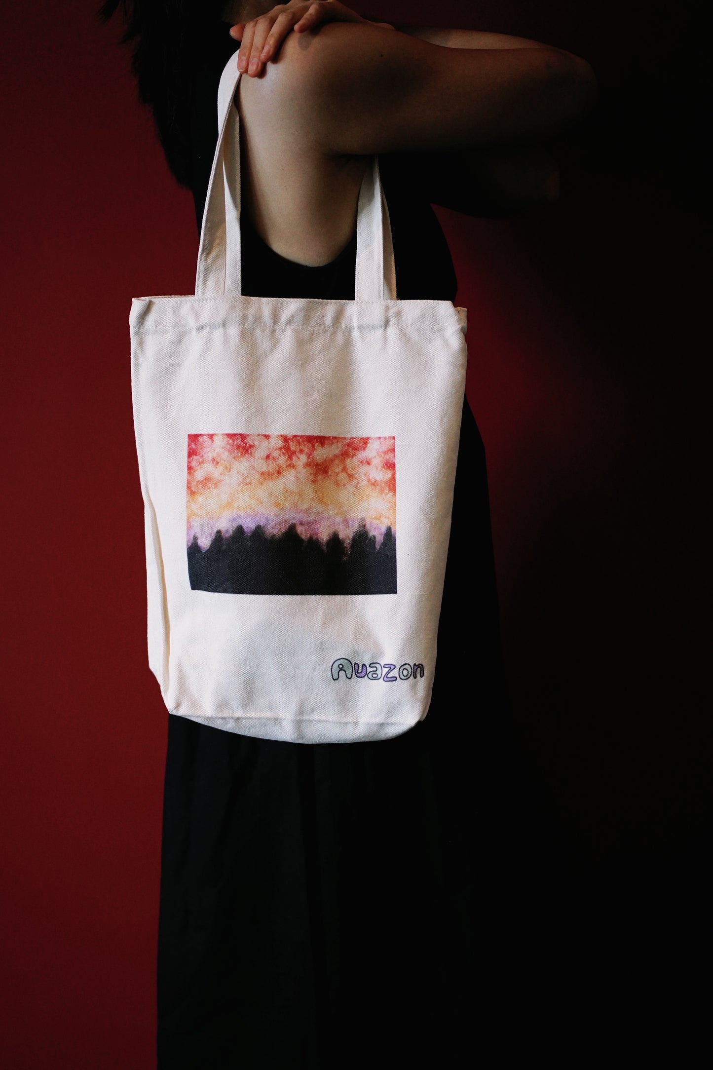 Everyday Canvas Tote Bag “Sunset over the forest”