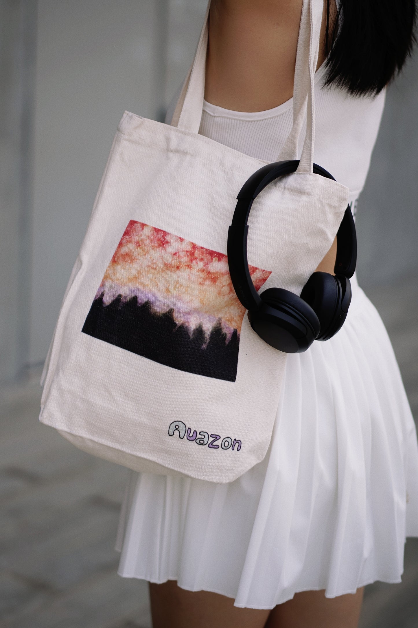 Everyday Canvas Tote Bag “Sunset over the forest”