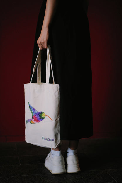 Everyday Canvas Tote Bag “Colourful Hummingbird”