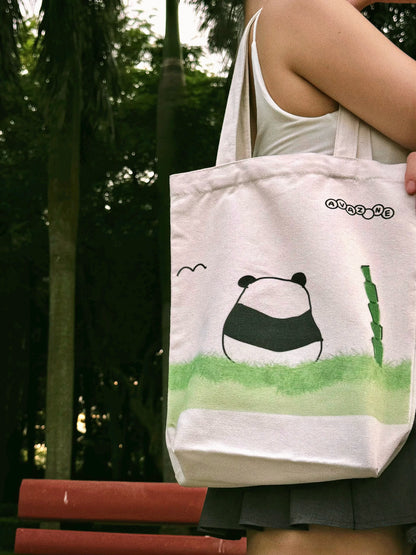 Everyday Canvas Tote Bag “Thinking Panda”