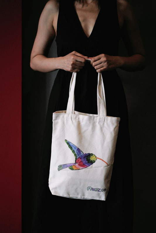 Everyday Canvas Tote Bag “Colourful Hummingbird”