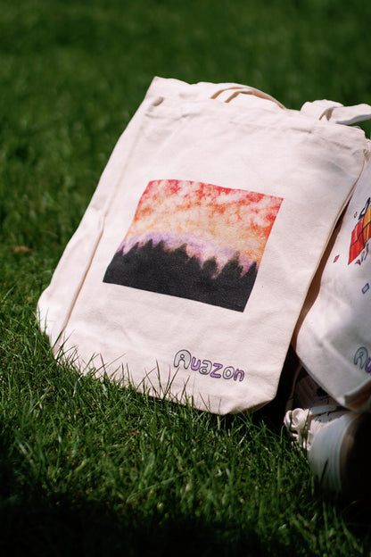 Everyday Canvas Tote Bag “Sunset over the forest”